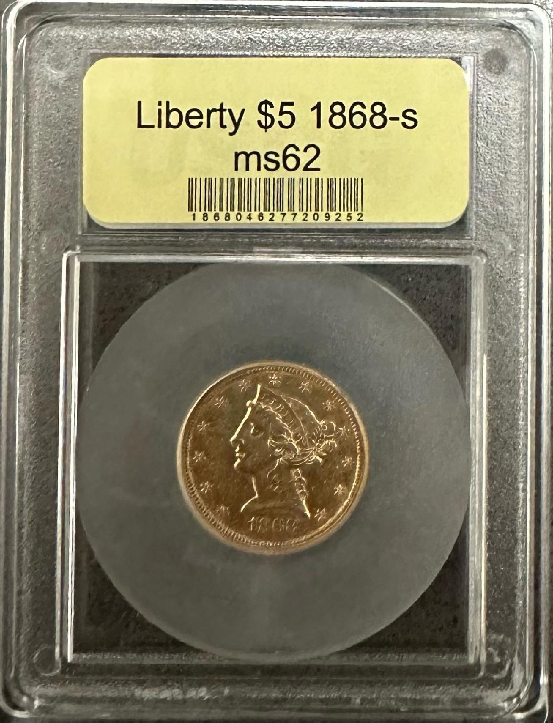 1868-S $5 MS 62 Liberty Head | A Rare San Francisco Mint Treasure - Titan Treasure Trove
