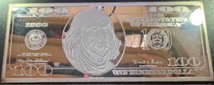1996 $100 Franklin .999 Fine Silver Proof Bar | With Display Case With Certificate #37131 - Titan Treasure Trove