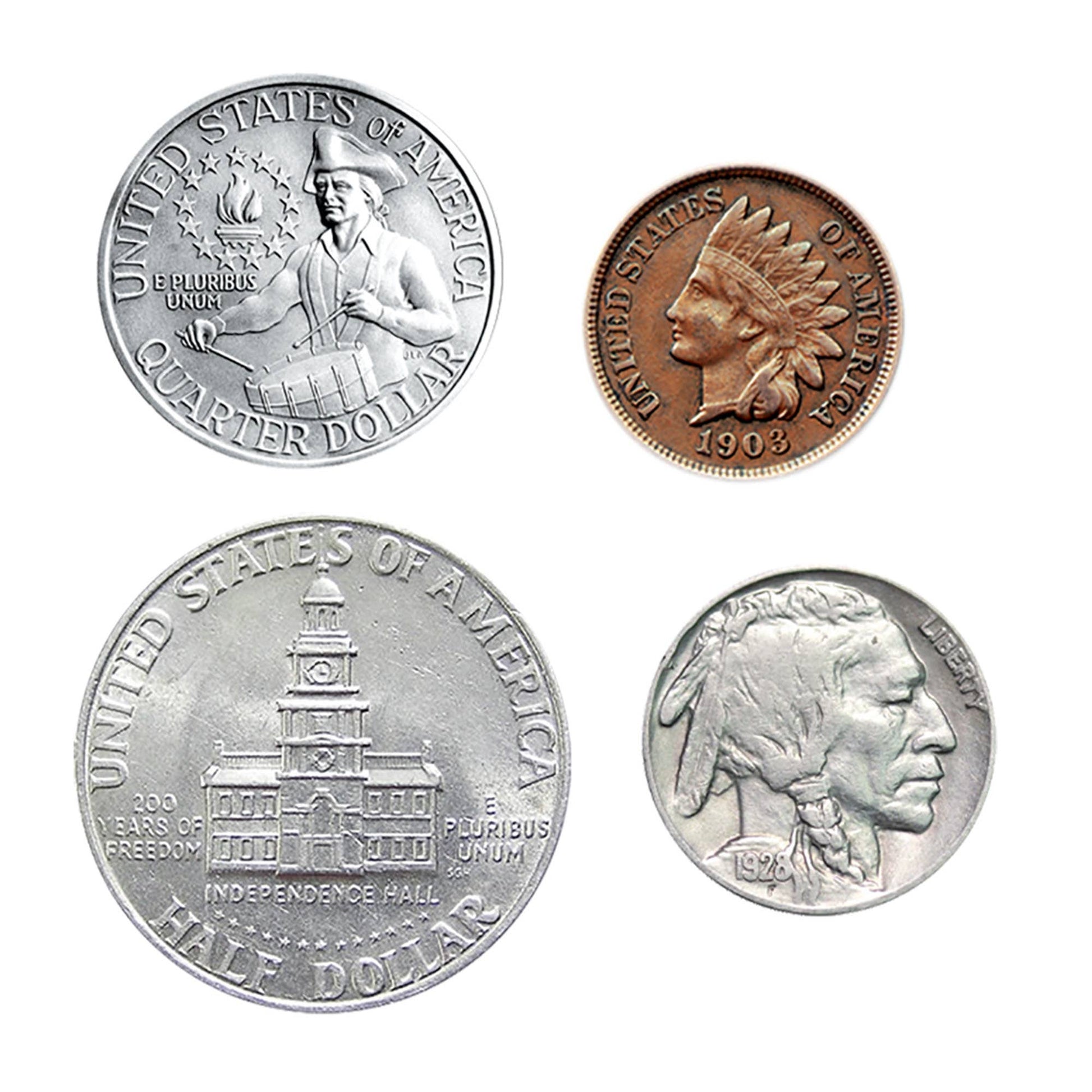 Historic US Mint Set | Four Iconic American Coins in Acrylic Display Case - Titan Treasure Trove