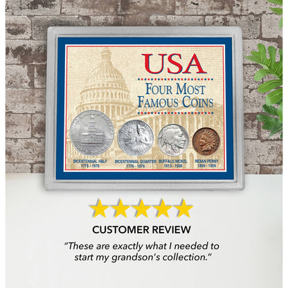 Historic US Mint Set | Four Iconic American Coins in Acrylic Display Case - Titan Treasure Trove
