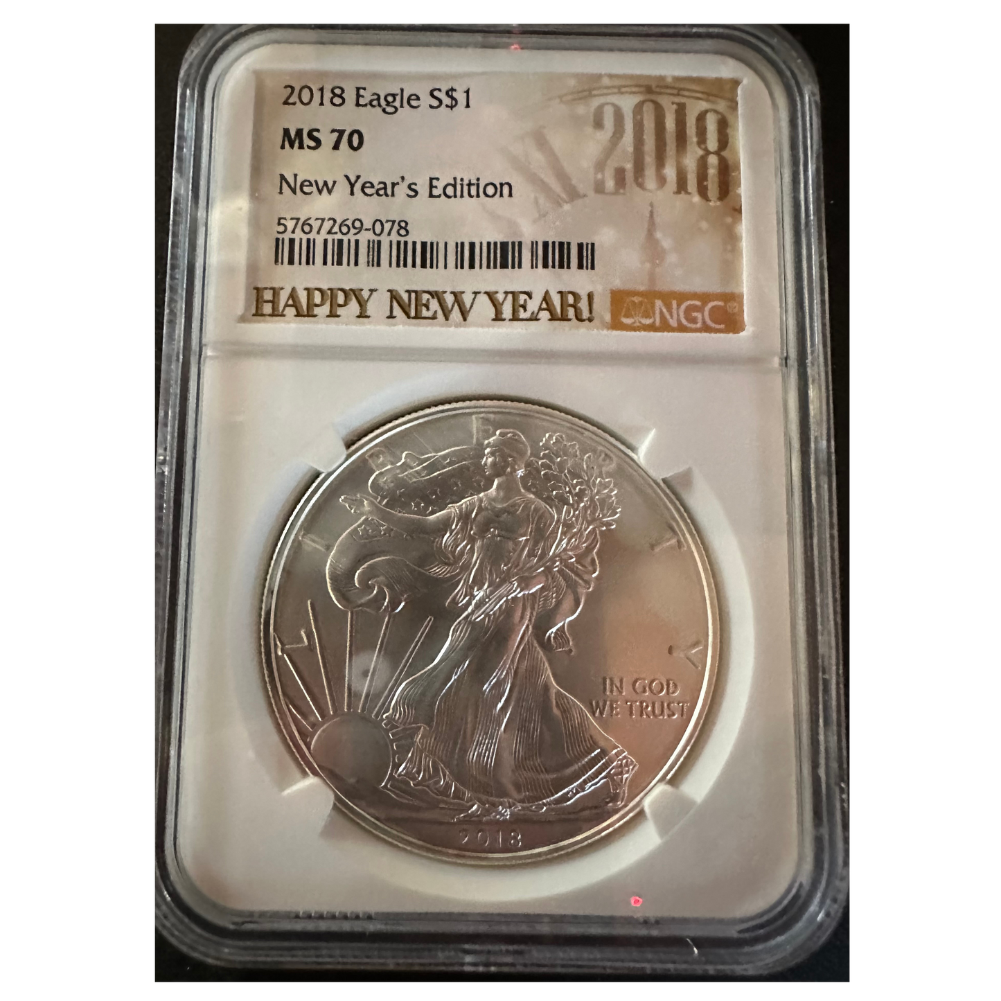 2018-S American Silver Eagle | NGC MS70 New Year’s Edition