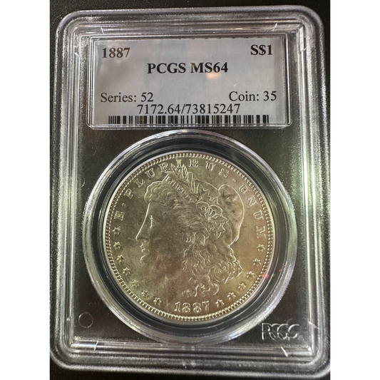 1887 Morgan Silver Dollar - PCGS MS64