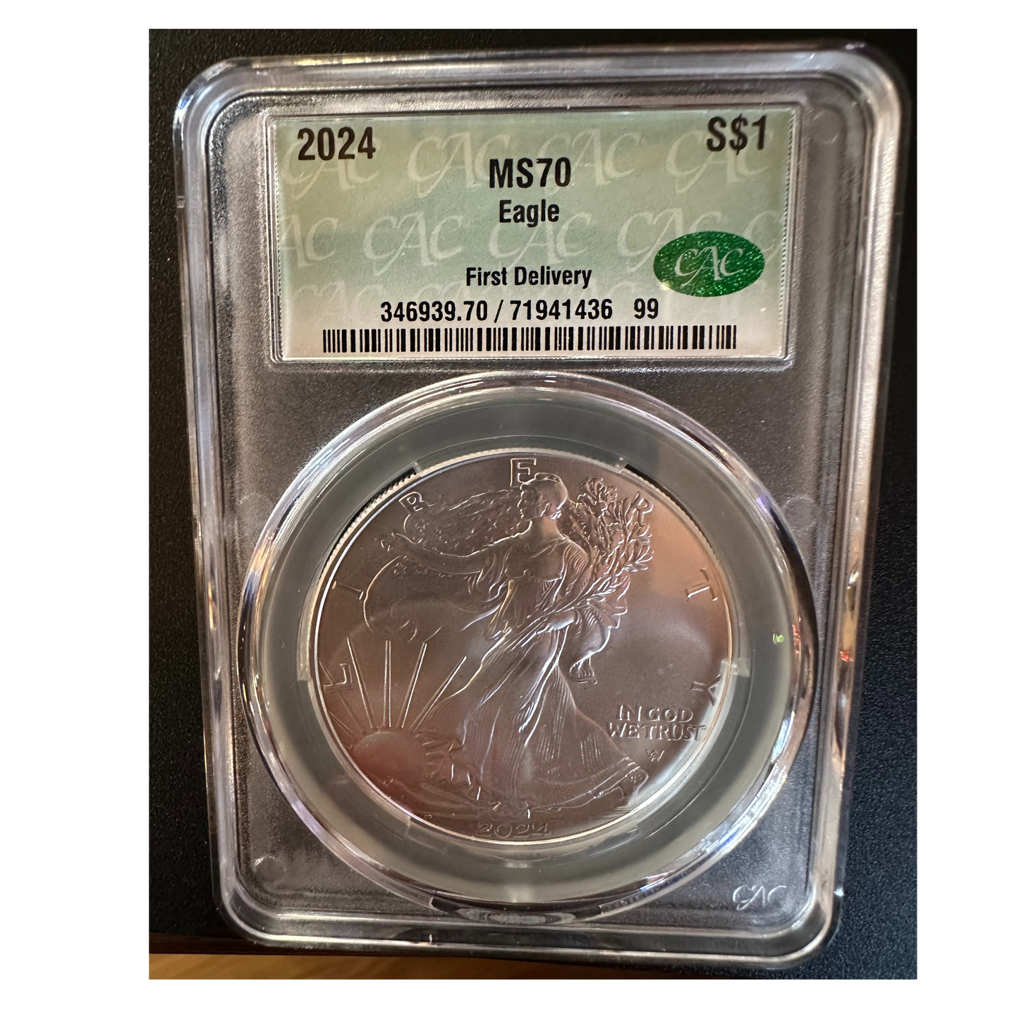 2024 American Silver Eagle - CAC MS70 First Day of Issue - Titan Treasure Trove