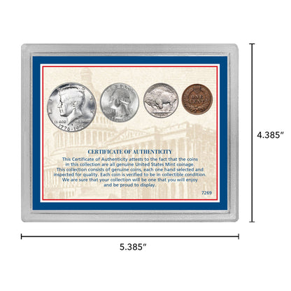 Historic US Mint Set | Four Iconic American Coins in Acrylic Display Case - Titan Treasure Trove
