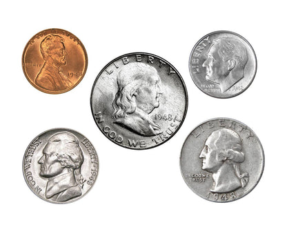 1948 Time Capsule Coin Collection | Half Dollar, Quarter, Dime, Nickel and Penny Set - Titan Treasure Trove