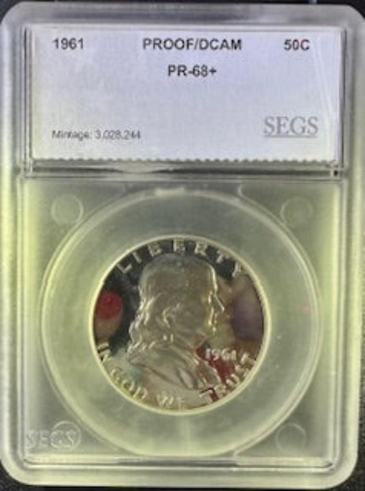 1961 Franklin Half Dollar SEGS Proof/DCAM PR 68+