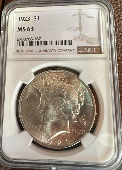 1923 Peace Dollar - NGC MS63