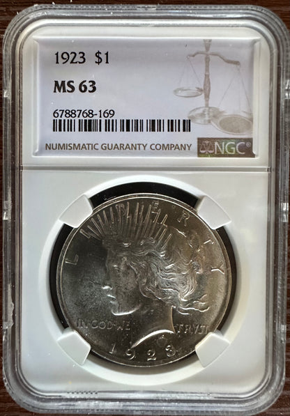 1923 Peace Dollar - NGC MS63