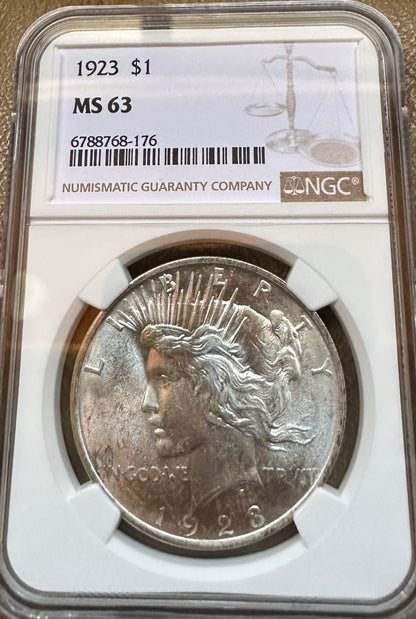 1923 Peace Dollar - NGC MS63