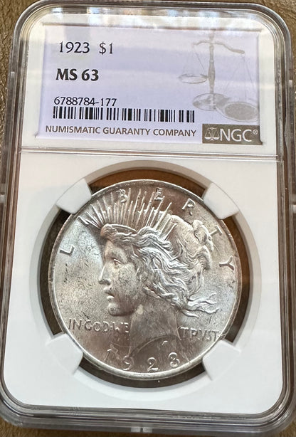 1923 Peace Silver Dollar-NGC MS63