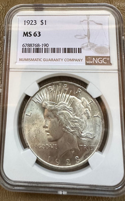 1923 Peace Dollar - NGC MS63