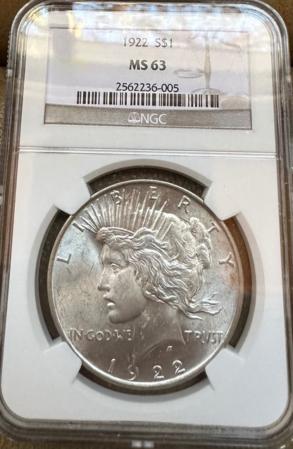 1922 Peace Silver Dollar - NGC MS63