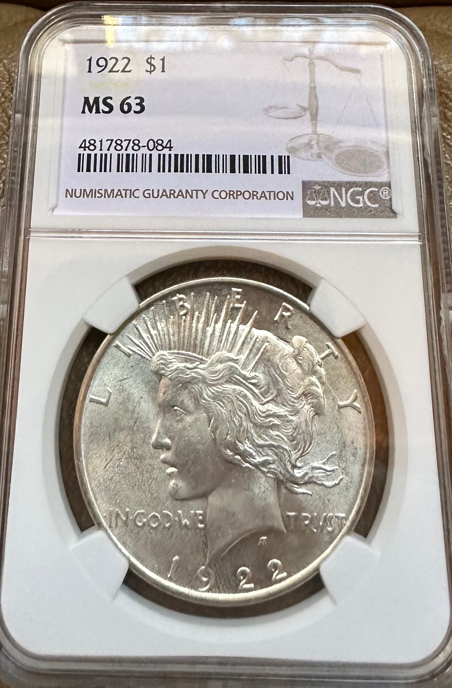 1922 Peace Silver Dollar - NGC MS63