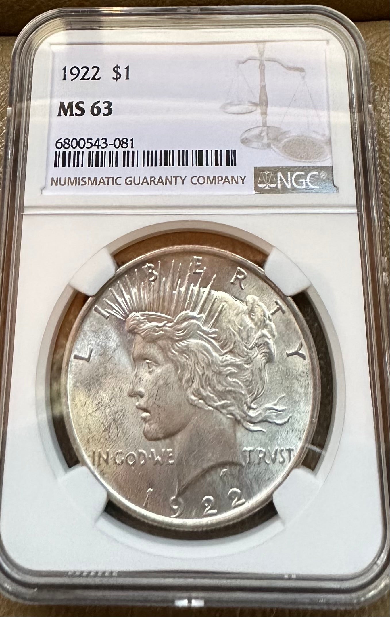 1922 Peace Silver Dollar - NGC MS63