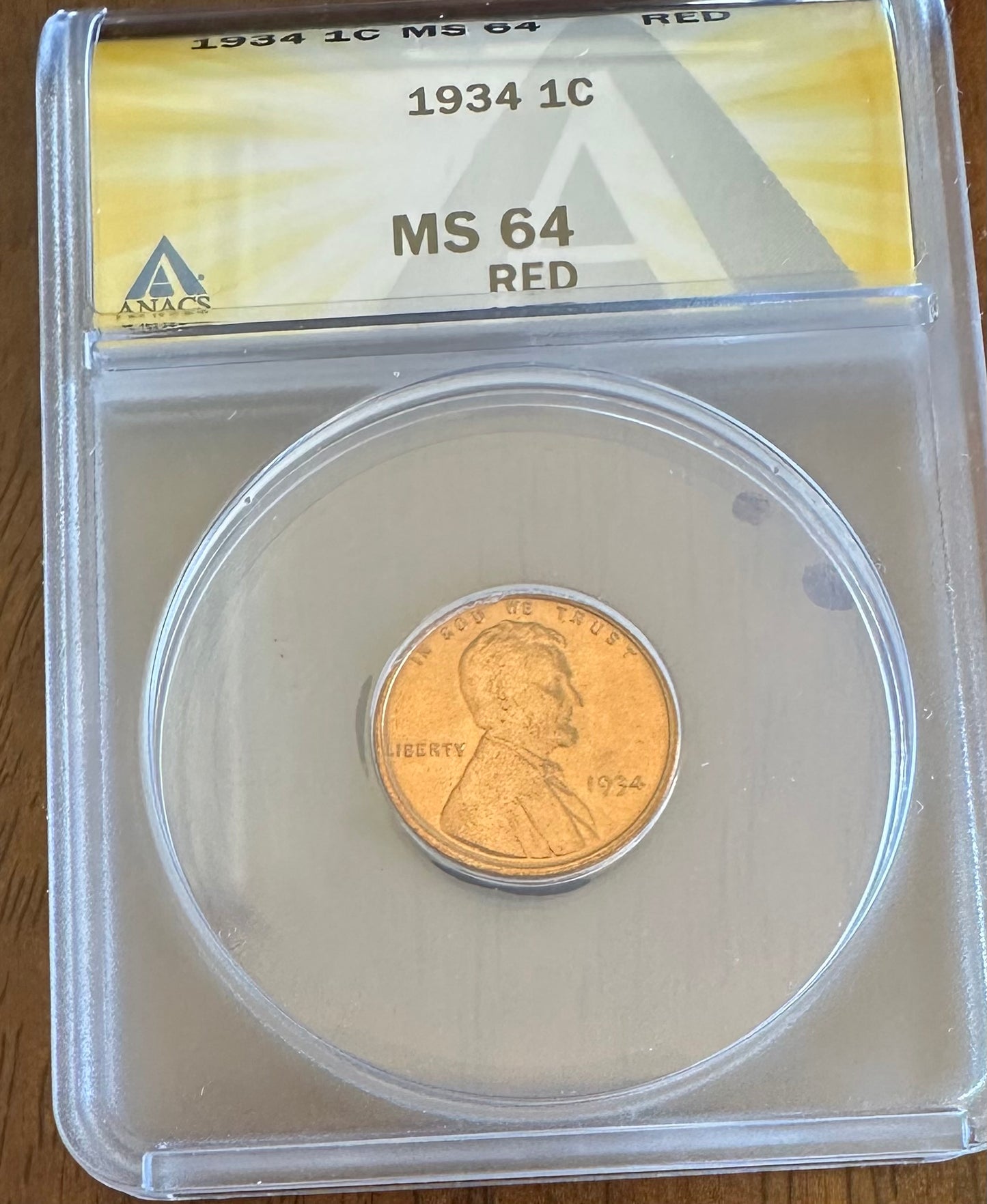 1934 Lincoln Wheat Cent – ANACS MS64 RED | A Depression-Era Gem