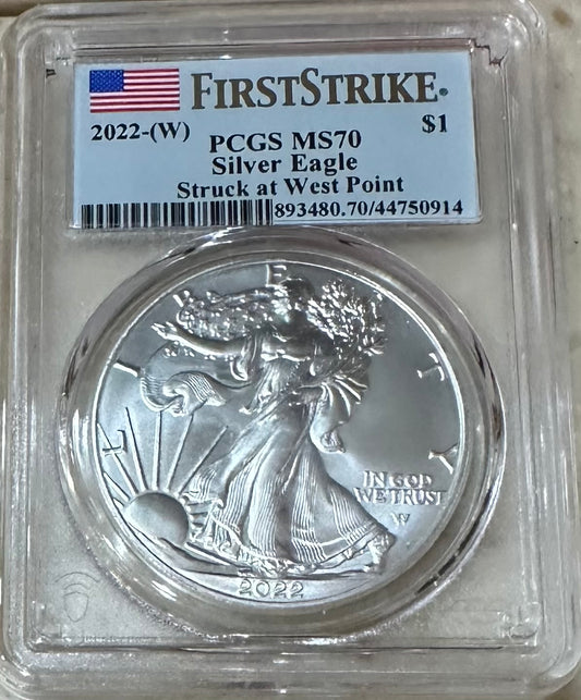 2022-W American Silver Eagle – PCGS MS70 First Strike | West Point Mint | Type 2 Design | 1 oz .999 Fine Silver