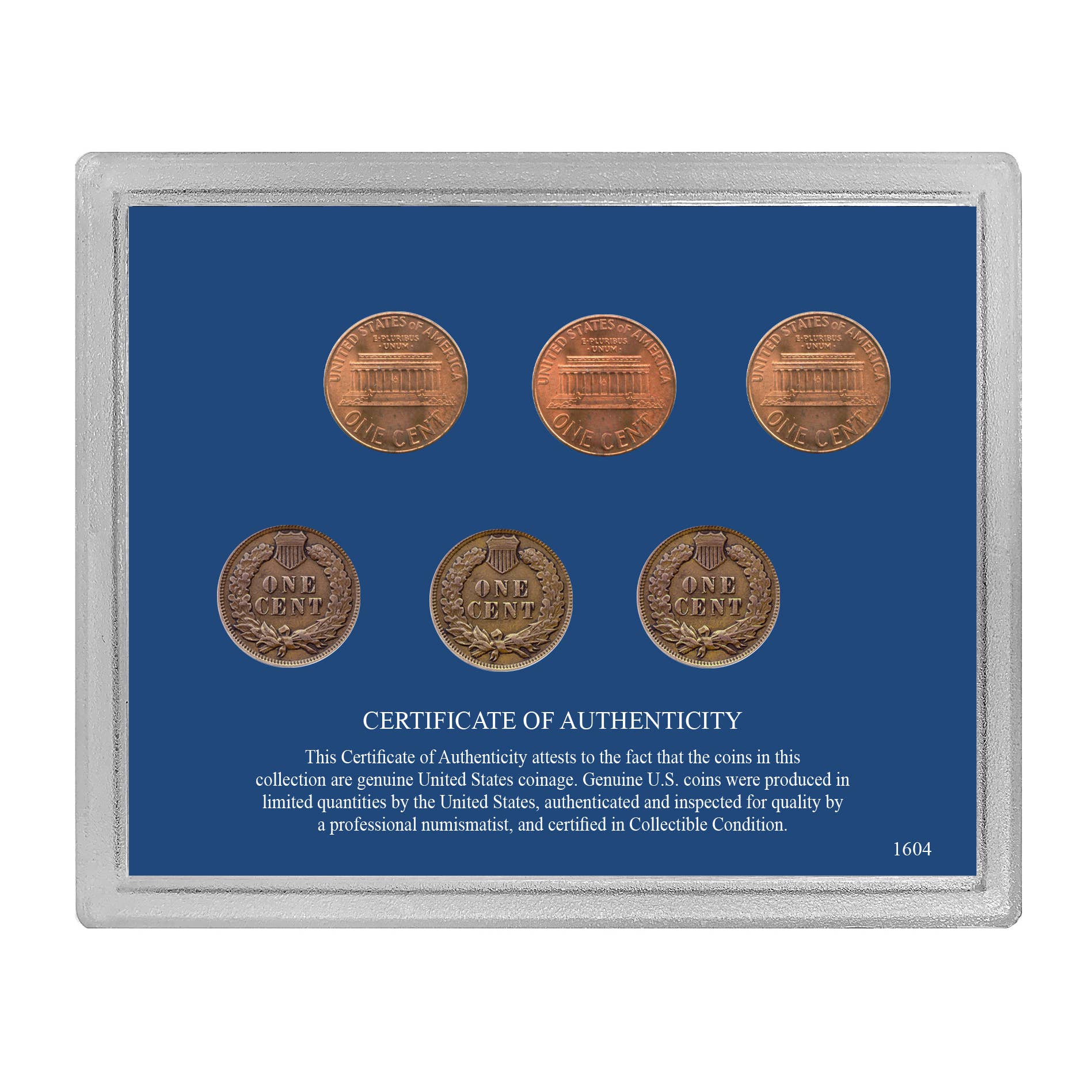 US Mint One Cent Coin Evolution Collection | Indian Head and Lincoln Pennies in Acrylic Case - Titan Treasure Trove