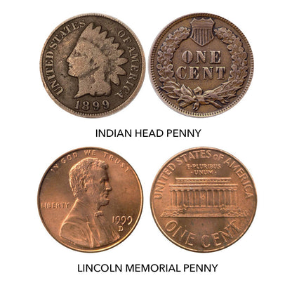 US Mint One Cent Coin Evolution Collection | Indian Head and Lincoln Pennies in Acrylic Case - Titan Treasure Trove