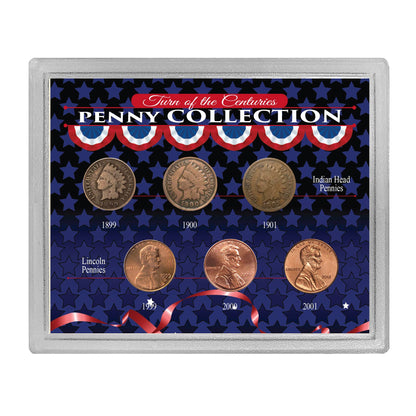 US Mint One Cent Coin Evolution Collection | Indian Head and Lincoln Pennies in Acrylic Case - Titan Treasure Trove