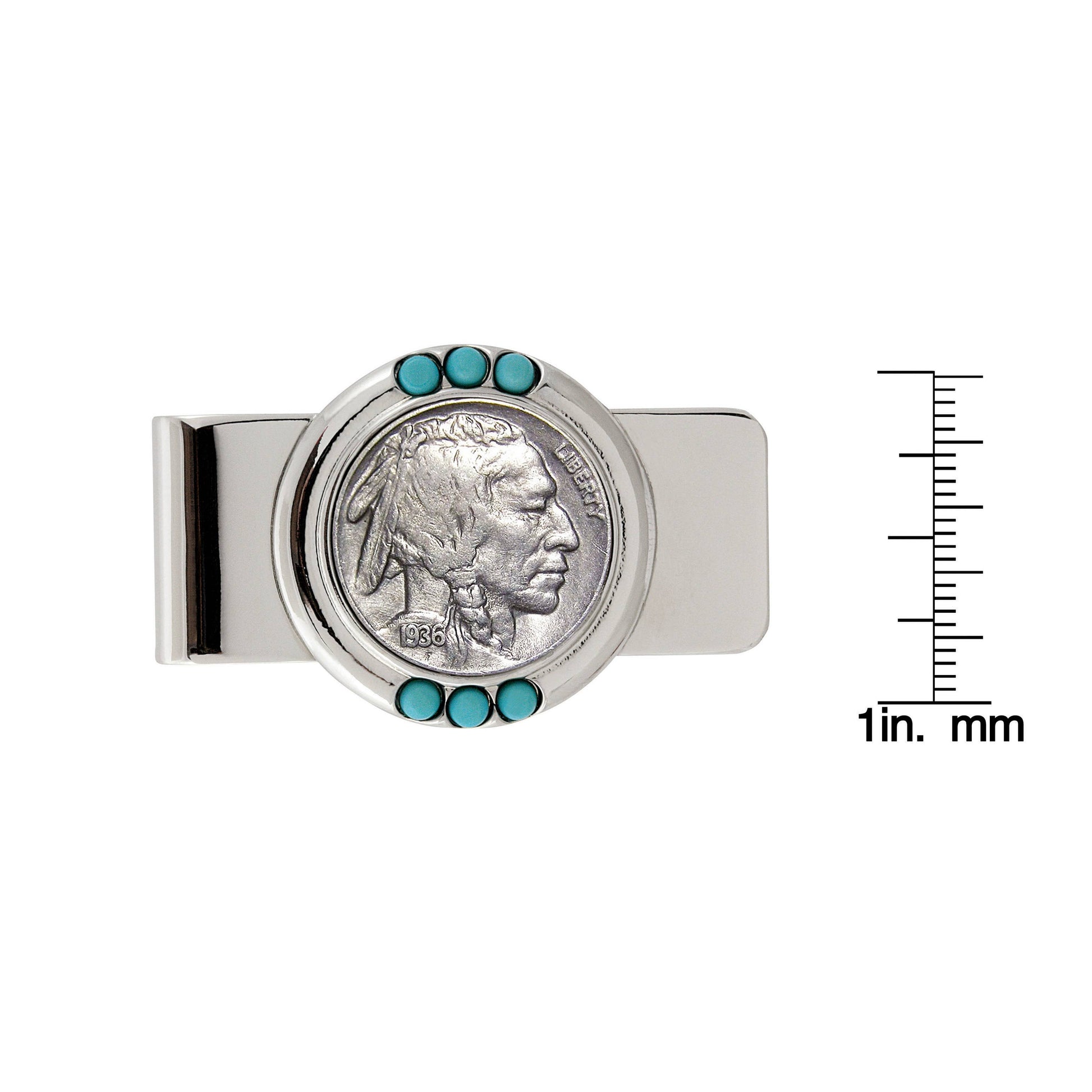 Wild West Buffalo Nickel Turquoise Money Clip | High-Polish Finish - Titan Treasure Trove