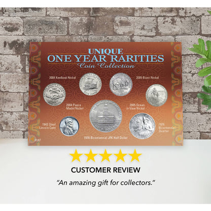 Rare One-Year American Coinage Collection | 7-Piece Set Featuring Lincoln Steel Penny, Westward Journey Nickels and Bicentennial Coins - Titan Treasure Trove